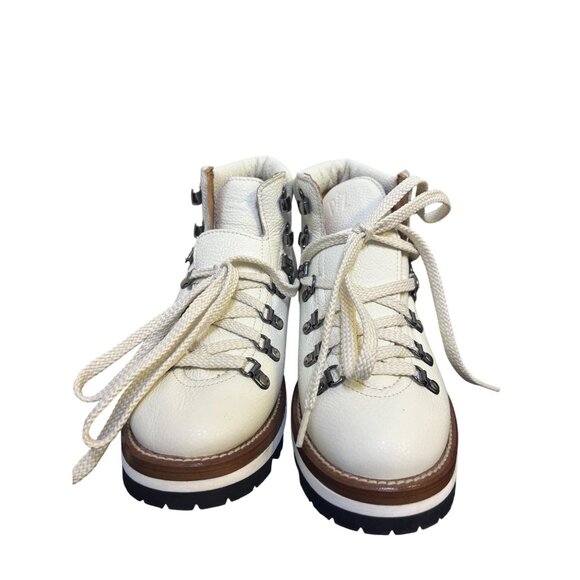 Mon Piz Ankle Boots White Leather Upper Lace-Up Size 7 - Picture 3 of 10